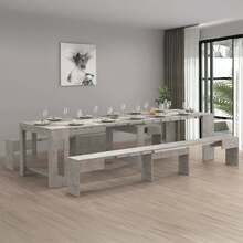 Dmora Auditore - set Tavolo e Sedie, Grigio, 12 Posti Made in Italy - Grigio - Visualizzare 1