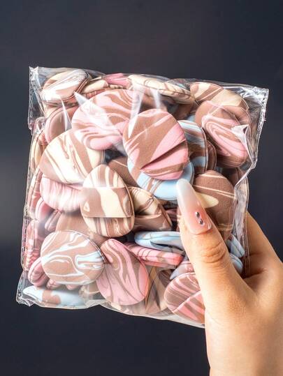 15-35-55pcs/Set Mini Dual-Color Makeup Sponge Puff, Expands When Wet, Suitable For Dry & Wet Use, Fits All Skin Types