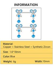 2 piezas de anillos para pezones con colgante de mariposa de cobre con circonita, joyería de perforación sexy de acero inoxidable apta para uso diario - Multicolor - Ver 15
