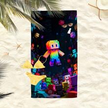 1pc Style Beach Towel, Super Absorbent Large Beach Blanket, Suitable For Travel, Swimming Pool, Diving, Surfing, Yoga, Camping, Available In Multiple Sizes, Beach Accessories - Cube Man - View 5