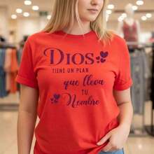 Playera Estampada de Mujer, Camiseta de Algodón de Manga Corta con Estampado Brillante "Dios Tiene Un Plan Que Lleva Tu Nombre", Camiseta Casual de Cuello Redondo, Tallas S, Top Básico Negro para Uso Diario, Camiseta con Gráficos Religiosos, Ropa de Mujer a la Moda, Cuello Redondo, 100% Algodón, Tejido Suave, Manga Corta, Transpirable y Fresca, 100% Algodón - Rojo - Ver 6