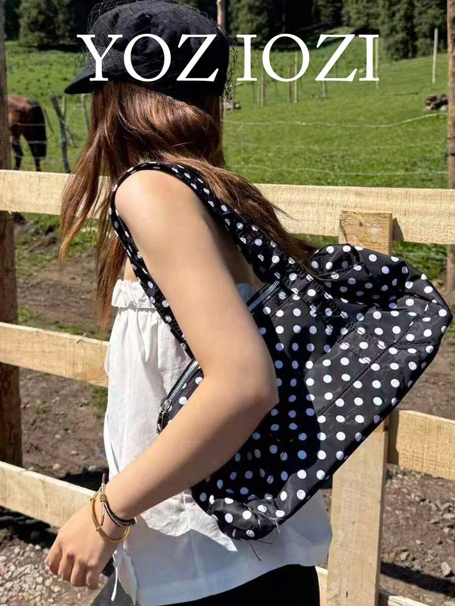 Back To School Unique Design Cute Polka Dot Handbag, Fashion Commuter Large Capacity Tote Bag For Women - Black - View 1
