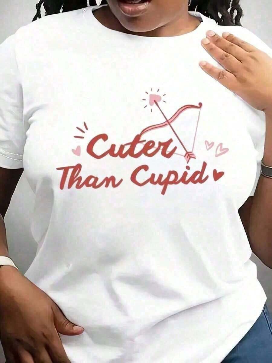 Loose1 pcsCamiseta más linda que Cupido, ropa casual de verano de cuello redondo y manga corta, perfecta para uso diario al aire regalos maravillosos, regalos de cumpleaños, sudadera 100% algodón pesadog 100% Cotton softCotton Women's T-shirt, Breathable and Sweat-absorbent Summer Short Sleeve - Blanco - Ver 1
