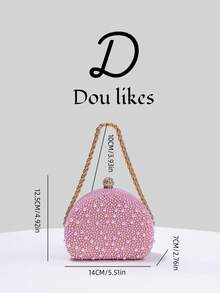 Elegante bolso de mano de noche con perlas azules en forma deágrima, bolso de mano de alta gama para vestido cheongsam, con cadena de metal, elegante bolso de fiesta para dama, adecuado pa - Rosa 3 - Ver 12