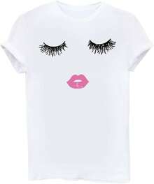 BLACKMYTH Camiseta de Manga Corta con Estampado Divertido de Verano para Mujer, Camiseta con Diseño Bonito - Negro - Ver 6