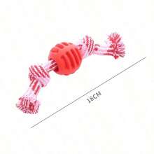 1pc Cotton Rope Knot Dog Chew Toy With Spiky Rubber Ball, Durable Teething Aid For Puppies, Teeth Cleaning Molar Stick For Small Medium Dogs, Oral Health Care Puppy Essentials - Hot Pink - View 2