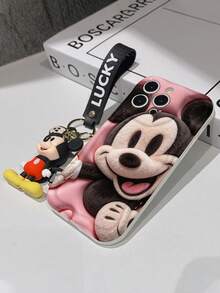 Disney Mickey Mouse Clubhouse Phone Case : 3D Fluffy Pattern Border Protector Phone Soft Phone Case With A Free Cute Mickey Bracelet Chain Lanyard, Mickey, Minnie, Goofy, Donald Duck, Daisy Duck, Pluto, For Apple 17 Promax 17 Pro 16 15 14 13 12 11 Pro Max XS Max X XR Soft Cover Summer Phone Case - 白色 - 查看 7
