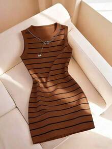 Nuevo vestido casual de cuello redondo sin mangas con estampado de corazón - Multicolor 3 - Ver 1