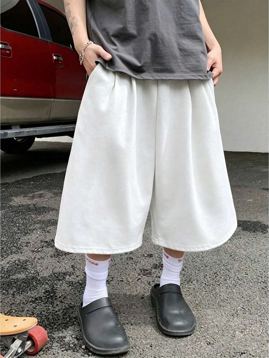 HEYKESON Men's Casual Knee-Length Shorts, Street Style For Summer - White - View 1
