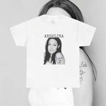 Angelina Jolie Graphic T1EE, UniS1ex Cotton T-S1Hirt, Celebrity Photo Print S1Hirt, Cool Printed Top, Famous Actress T1EE, Gift for Movie Fan,Shirt Fo Camiseta 100% Algodón Unisex - Playera Casual Premium de Corte Cómodo - Blanco - Ver 1