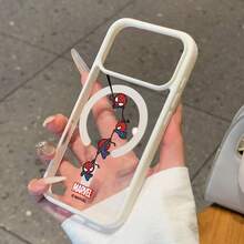 Miniso 漫威復仇者聯盟蜘蛛人個性蜘蛛網magsafe磁吸充電適用於iphone17/17promax/16/17pro/15/14/16plus/17air/13/15pro/12/15plus男款防摔保護殼相容apple - 白色 - 查看 3