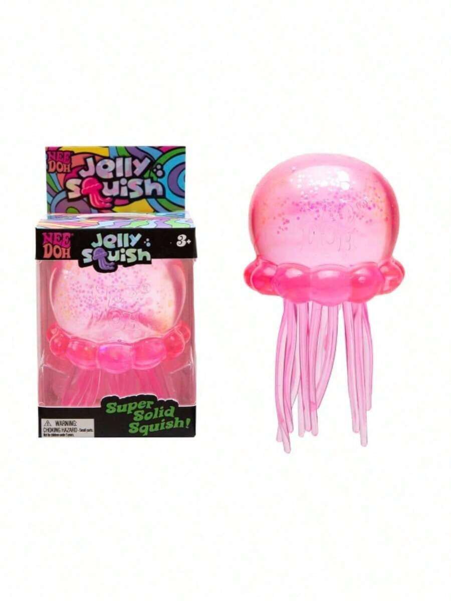 Glitter Jellyfish Squishy Toy, Soft Jelly Fidget Sensory Toy, Stress Relief Squeeze Toy, Perfect Easter Birthday Gift For All Ages - 粉色 - 查看 1