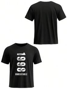 Camiseta personalizada para hombres con números y texto impreso, personalizada con tu número/aniversario/tu texto/bendición/significativo/texto divertido, camiseta para hombres, tops, festival de música, ropa familiar, regalo del Día de San Valentín, regalo de aniversario, regalo para el mejor amigo, camiseta minimalista - Negro - Ver 3