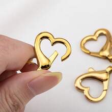 2pcs Stainless Steel Heart Shaped Spring Clasp, Gold Color Jewelry Findings Suitable For DIY Bracelet Necklace Connector - Stainless Steel Buckle - View 5