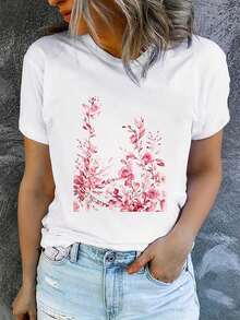 Camiseta de Verano de Manga Corta para Mujer, Estampada, Moderna y Casual, Lavable a Máquina, Ajuste Cómodo con Estampado Plano 2D. PWZ6 - Blanco_07 - Ver 6