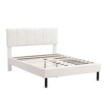 Upholstered Bed, Iron Legs, Slatted Base, Simple Design, 140 X 190 Cm, Mattress Not Included, Sherpa Fabric, Beige Color. - Beige - View 6