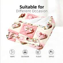 1pc Comfortable Colorful Crochet Floral Pattern Flannel Blanket, Bedroom Decor, Picnic Mat, Travel Throw, Wool Blanket, Bed Blanket, Plush Throw, Autumn Blanket, Summer Quilt, Bedroom Rug, Soft Blanket, Sofa Cover, Cool Fleece, Soft Polyester Knitted Design, Multipurpose, Machine Washable, Bedding, A Fluffy Blanket And Cozy Throw, Ideal Gift For Family And Friends On Birthday, Anniversary, Everyday - Multicolor - View 7