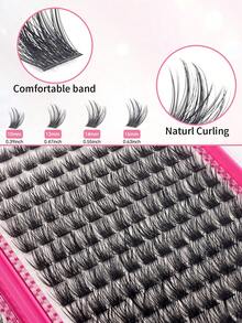 D-Curl Fluffy Eyelash Extensions, 384/336/280 Pcs Thick Lashes, Beginner DIY Eyelash Extension Kit, Delicate Cluster Lashes, Natural Voluminous Individual Lashes, Single Lash Clusters, Lash Storage Book, Cluster False Lashes, Home DIY Lash Extension, Cluster Fake Lashes, Single False Lashes, Fake Eyelashes - D - View 7