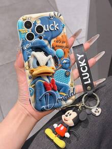 Disney Mickey Mouse Clubhouse Phone Case : 3D Fluffy Pattern Border Protector Phone Soft Phone Case With A Free Cute Mickey Bracelet Chain Lanyard, Mickey, Minnie, Goofy, Donald Duck, Daisy Duck, Pluto, For Apple 17 Promax 17 Pro 16 15 14 13 12 11 Pro Max XS Max X XR Soft Cover Summer Phone Case - trắng - Xem 5