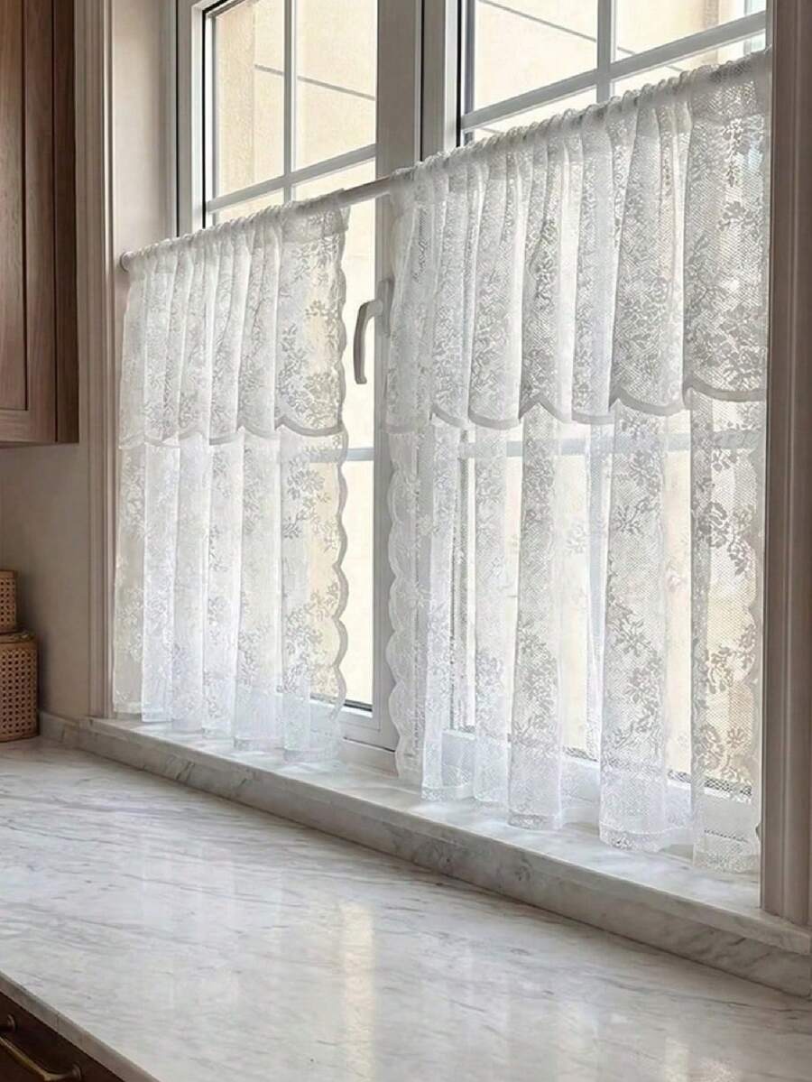 1 tấm rèm cửa kiểu Pháp lãng mạn, chất liệu voan 100% polyester, kiểu dáng xếp ly, có túi luồn thanh treo, rèm trang trí có thể điều chỉnh cho phòng khách, phòng ngủ, ban công, kiểu dáng cổ điển, có thể giặt máy, sử dụng theo mùa, kiểu túi luồn thanh treo, không lót, bán trong suốt, phong cách đồng quê, chất lượng cao, kiểu túi luồn thanh treo, thích hợp làm rèm cửa ra vào, dệt, thêu, polyester, phương pháp treo, trọng lượng vải 100-120g - Màu be - Xem 1