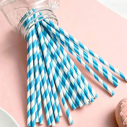 100/20pcs Thick Disposable Straws, Colorful Creative Party Birthday Decoration Festival Event Craft Straight Paper Straws For Christmas, Thanksgiving, Halloween Decoration Supplies