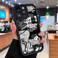 colagem de versículos bíblicos cristãos em preto e branco do SnoopyCapa para celular. Compatível com , Apple, VIVO, OPPO, , ,  e Honor. Feita de silicone TPU, oferece proteção contra impactos e quedas. - Negro - Ver 1