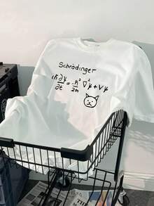 Round Neck T-Shirt With Fun And Creative Design, Pure Cotton, Fashionable Short Sleeve For Summer, Casual Style For Everyday Wear - 白色 - 查看 7