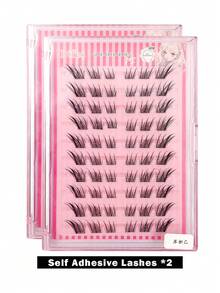 60pcs Self-Adhesive Natural False Eyelashes, C-Curl Cartoon Fox Eye Self-Adhesive Cluster Lashes, No Glue Needed, DIY Individual Eyelash Extensions, Suitable For Daily Wear, Work Commute, Travel, Gifts, Parties, Etc. - C - View 8