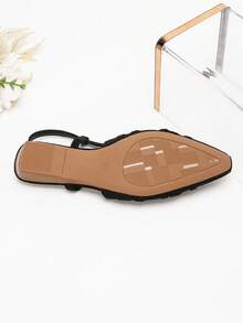 Giày sandal đế bằng mũi nhọn bằng da lộn màu đen dành cho nữ, thiết kế đan chéo, quai hậu, giày mùa hè thoáng khí đa năng, kiểu dáng tối giản và thanh lịch phù hợp cho công sở. - màu đen - Xem 5