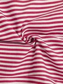 Blazer delgado y versátil de mujer con solapa, botones frontales y sin mangas a rayas - Rojo - Ver 5