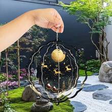 1pc 360° Rotating Metal 3D Wind Chime Decor, Creative Starry Sky Design, Multifunctional Decoration For Outdoor Garden, Patio And Indoor Space, Ideal Outdoor Gift, Teacher's Appreciation Gift, Perfect Housewarming Gift (9.84in*9.84in) - A - View 2