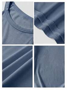 LUNE Camiseta de tirantes de cuello halter casual y cómoda para mujer, 95% algodón, adecuada para el verano - Niebla azul - Ver 4