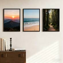 Set Of Three A2 Photo Frames, Suitable For A2/A3/30X40Cm Sizes, Designed In Black For A Photo Gallery - Features Slide-In Strips For Easy Mounting Either Horizontally Or Vertically - 3 Pcs Black - View 2