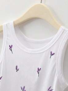 4 piezas Camiseta de mujer con cuello redondo bordada con pimiento picante y limón - Blanco 5 - Ver 4