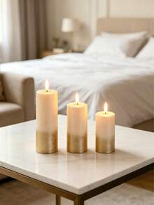3pcs/5pcs Set Realistic Bullet Shaped LED Electronic Candle Lights, Romantic Atmosphere Lamp, Mini Night Light, Desktop Decor Suitable For Multiple Scenarios - Sprinkle With Gold Powder - View 6