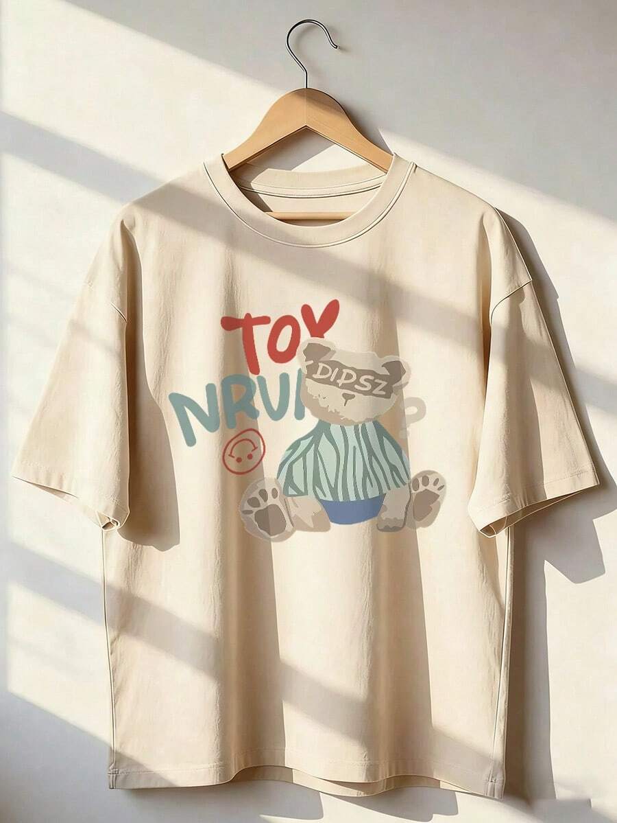 Camiseta de Manga Corta con Diseño Tierno y Juvenil,Camiseta de manga corta de moda para primavera y verano de 2026, hecha en México, 180 gramos. Estampado de dibujos animados, modelo de pareja, apta para uso interior o exterior. Cuello redondo, unisex, ideal para oficina y ocio. Paquete de una pieza. - APR-P631577SLNDXZGY424 - Ver 1