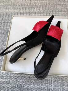 2026 Spring New Pointed Toe Stiletto High Heel Sandals, Sexy Floral Closed Toe Heels, Elegant Quality [Note: The 3D Flowers Are Handmade, The Shape May Vary Randomly] - Red - View 2