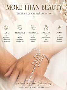 1 pieza Anillo y pulsera conectados con cristales brillantes incrustados, accesorio de cadena de dedo de diseño único - Pulsera de diamantes de imitación - Ver 8