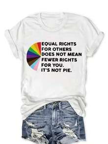 Women's Bisexual And Transgender Pride T-Shirt - Rights And Rainbow Emblem, Short Sleeve Casual Wear, Soft And Breathable For Spring And Summer, Inclusive Clothing - 白色 - 查看 11