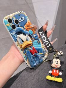 Disney Mickey Mouse Clubhouse Phone Case : 3D Fluffy Pattern Border Protector Phone Soft Phone Case With A Free Cute Mickey Bracelet Chain Lanyard, Mickey, Minnie, Goofy, Donald Duck, Daisy Duck, Pluto, For Apple 17 Promax 17 Pro 16 15 14 13 12 11 Pro Max XS Max X XR Soft Cover Summer Phone Case - trắng - Xem 6