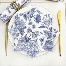 50 Stück Einweg-Servietten 13 * 13 Zoll mit blau-weißem Blumenmuster, 10 verschiedene Muster und jeweils 5 Blätter. Geeignet für Geburtstage, Hochzeitsfeiern, Vintage-Themen, Nachmittagstee, Picknicks und Restaurantdekoration - Übersicht 11