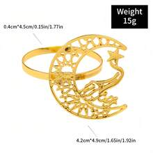 8pcs/4pcs/1pc Gold Crescent Moon & Letter Ramadan Kareem Napkin Rings, Suitable For Eid, Festivals, Family Gatherings, Alloy Napkin Holder For Dining Table DIY Decor - Gold - View 14