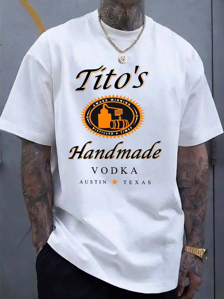 Titos Handmade Vodka Austin Texas T Shirt Men Women Unisex Casual Streetwear Graphic Tee Shirt Fashion Top - 白色 - 查看 1