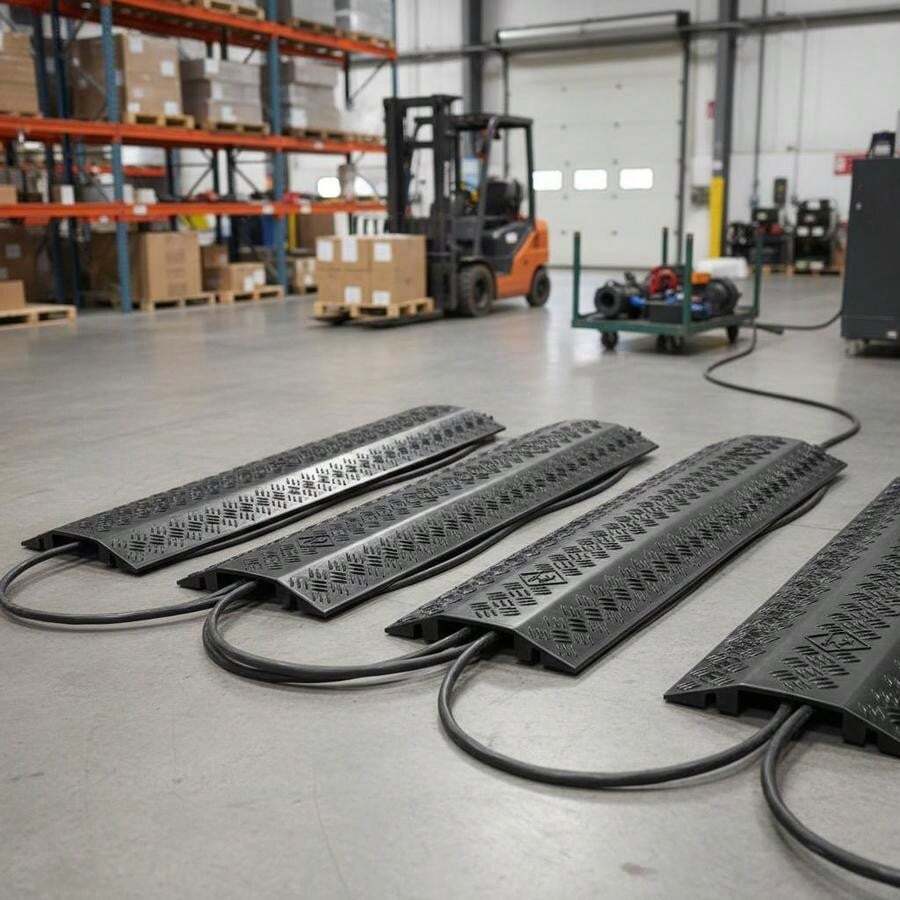 [Free Shipping] Cable Hose Protector Ramp 39x5.1x0.78 Inches For Home Office Warehouse, 17500 Lbs Axle Load Capacity Heavy Duty Floor Cord Management Channel 3 Pack-XY312111 - Multicolor - View 1