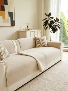 1 buah Sarung Sofa Anti Selip Warna Polos, Cocok untuk Semua Musim, Sarung Sofa Anti Debu, Ramah Hewan Peliharaan dan Anti Gores, Dapat Dicuci dengan Mesin, Untuk Dekorasi Ruangan, Cocok untuk Sofa Bentuk L, Sofa Satu/Dua/Tiga/Empat Dudukan dan Sofa Seksi (Dijual Terpisah) - Khaki - View 2