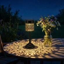 1pc Solar Mandala Peony LED Table Lamp, IP44 Waterproof Metal Outdoor Garden Pathway Decor Light - Multiple Specifications - View 9