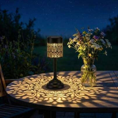 Solar-Powered LED Outdoor Lighting | Peony-Shaped Table Lamp, Suitable For Outdoor Courtyards And Gardens, IP44 Waterproof Rating, Metal Material, Floral Theme, Solar-Powered.