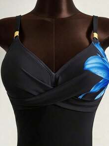 Conjunto de bikini de 2 piezas con estampado floral, accesorio de metal y correa ajustable, de caliente para vacaciones de primavera/verano y playa - Multicolor 7 - Ver 5