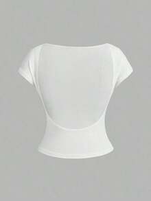 4 piezas Camisetas ajustadas de mujer con cuello redondo, estampado de leopardo en negro, blanco y rojo, estilo minimalista casual, apropiadas para usarse como camiseta interior o prenda exterior en verano - Multicolor 15 - Ver 3