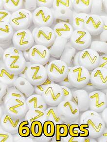 300 hạt cườm hình chữ cái hoặc ký hiệu 7x4mm dùng để trang trí vòng tay, vòng cổ, quần áo. - Nhiều màu - Xem 16